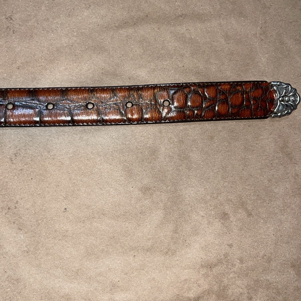 Barse • Mobile Black/Brown Croc Genuine Italian Leather Belt • Size Small - Picture 6 of 11